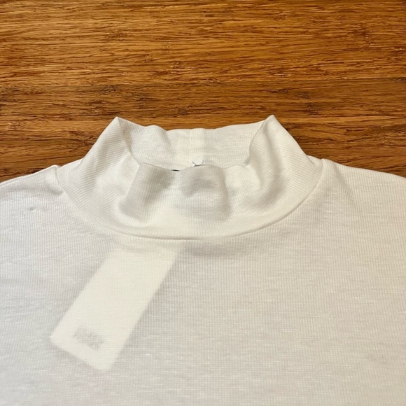 NWT Eileen Fisher Micro Tencel Rib Stretch White Long Sleeve Mock Turtleneck Top - Picture 7 of 13